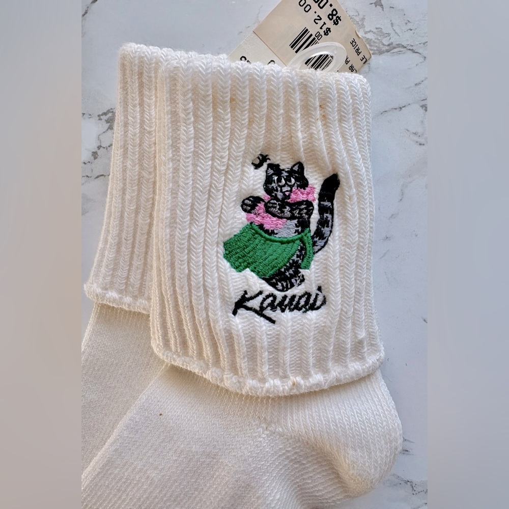 NWT Vintage Rare Hula Kliban Cat Kauai Kids socks